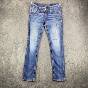 NU2U Jeans Womens 7/8 Low Rise Skinny Dark Wash Denim‎ Jeans